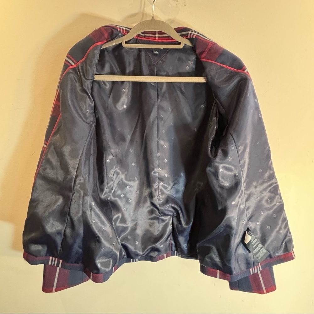 TOMMY HILFIGER Sz 10 Boston Blazer in Red and Blue Plaid Lined Shoukder Pads NEW - Picture 10 of 13